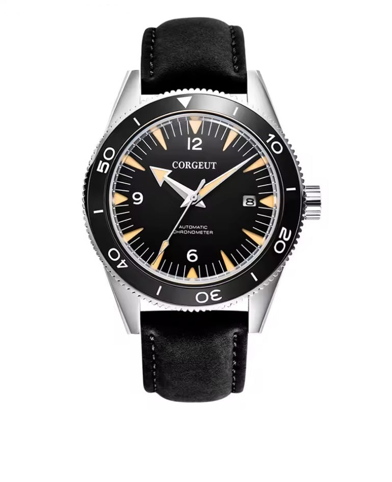 Corgeut Lux Auto Black with Leather Strap