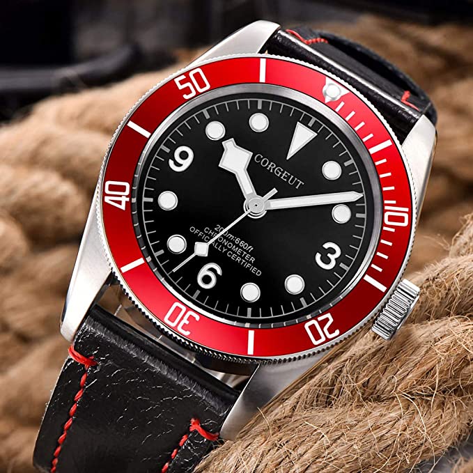 Red discount diver watch