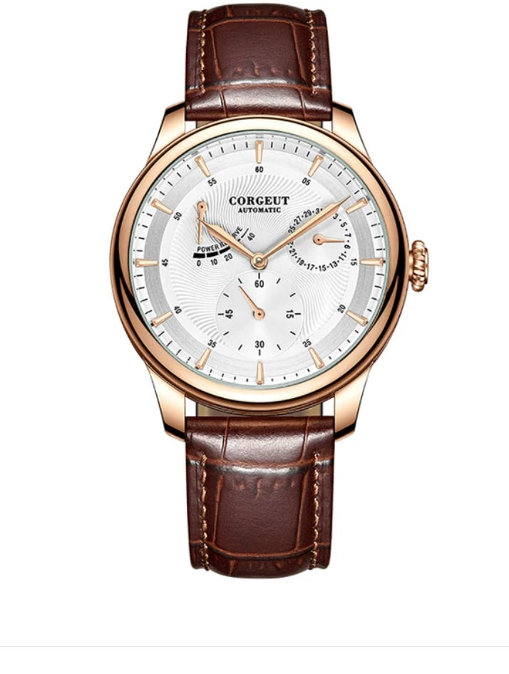 Corgeut Relogio Mens Watch White and Gold